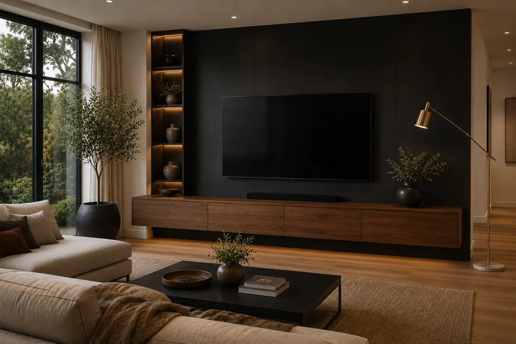 Contrast with a Matte Black TV Wall