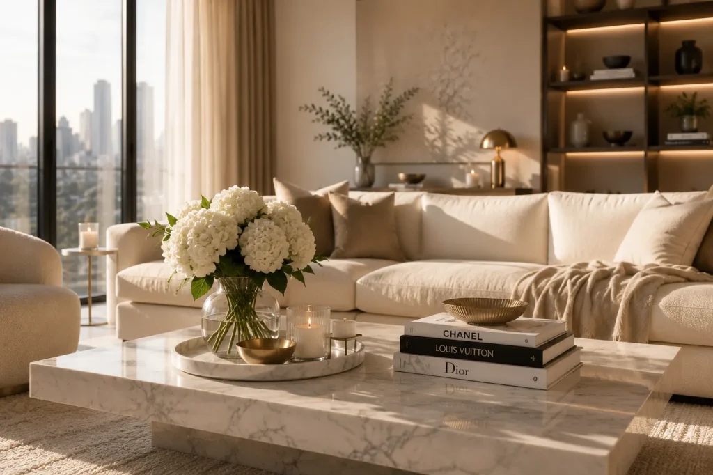 Finish with Fresh Flowers and Luxury Accessories