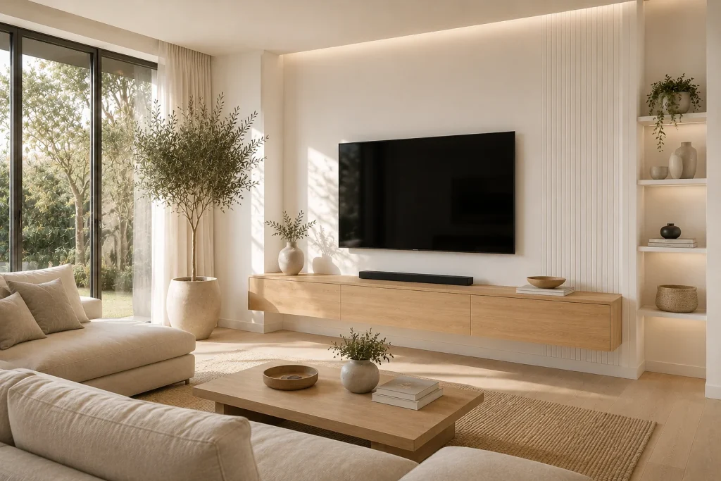 Scandinavian White TV Wall
