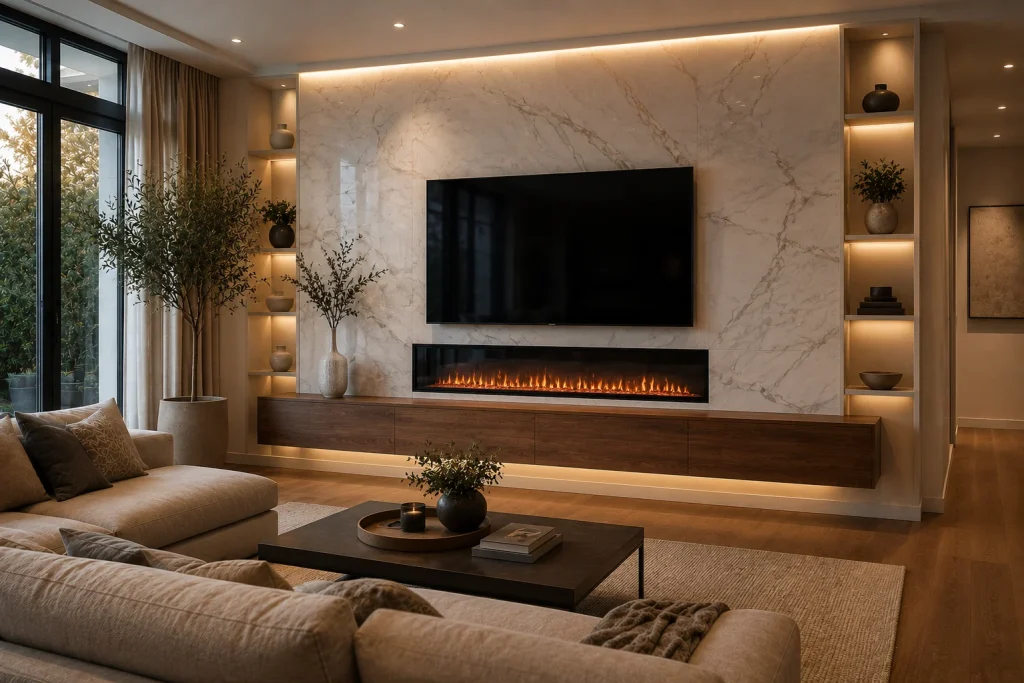  TV Wall with a Fireplace